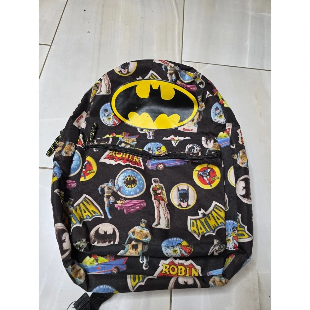 Batman and Robin‎ Comic Print Backpack Black Yellow DC Comics Superhero Bag